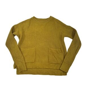 Madewell Women's XXS Mustard Yellow Knit Sweater with Front‎ Pockets